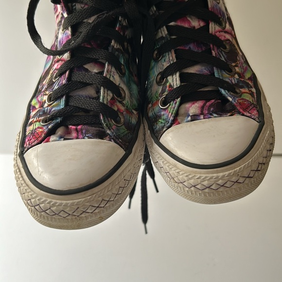Converse High Top Sneakers in White with Purple, Pink, Blue Floral Print - Picture 10 of 16